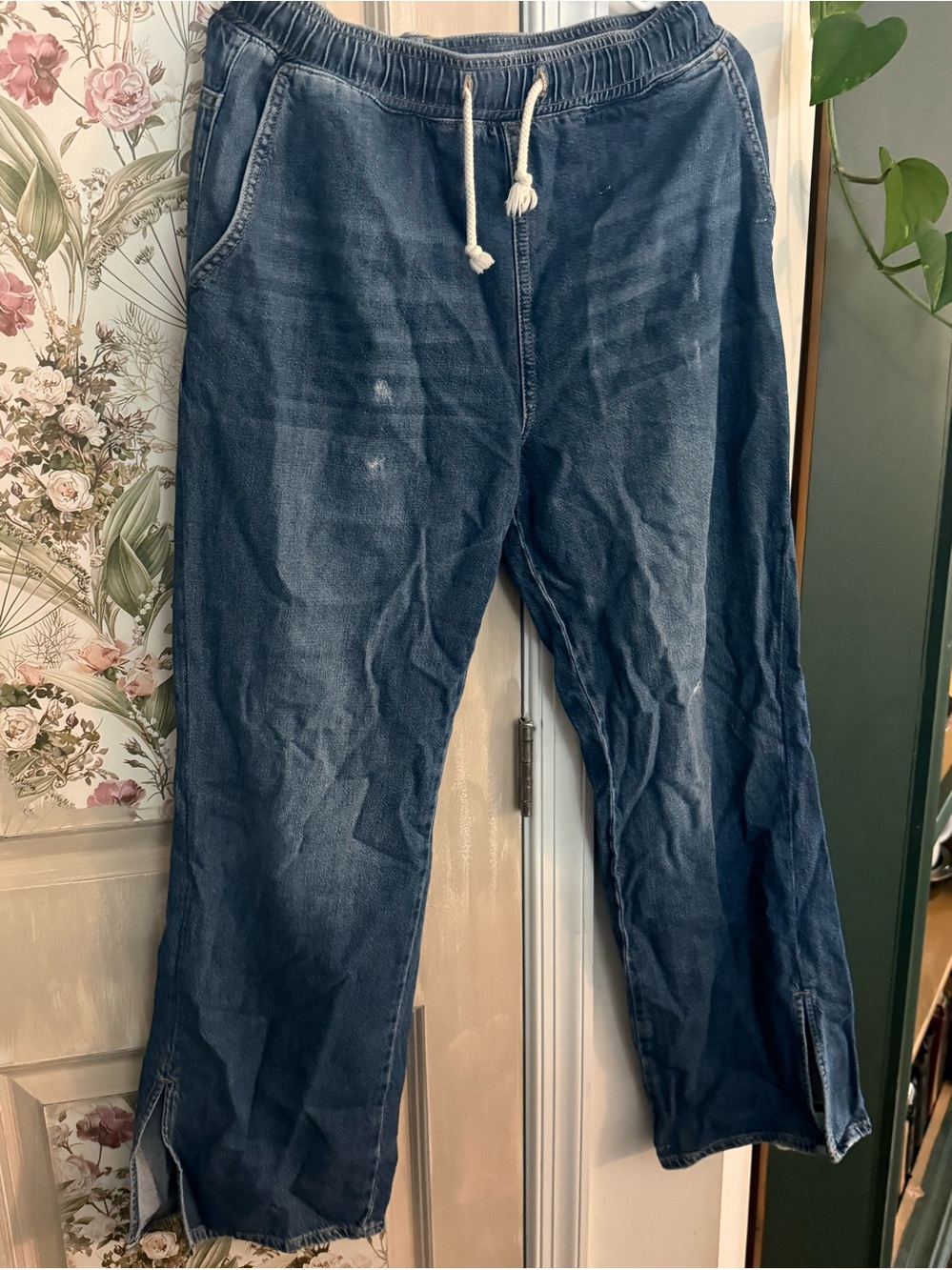 Women’s Drawstring Denim Jeans - Blue